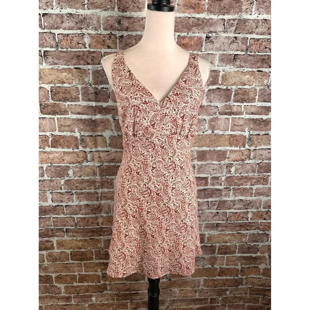 Abercrombie & Fitch Women's Paisley Floral V-Neck Mini Dress Terracotta Med NWOT - Picture 4 of 15